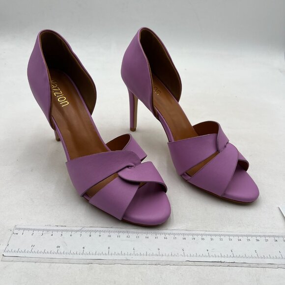 Pazzion Lavender Open Almond Toe High Heeled D'Orsay Slip On Two Pieces Sandals - Picture 4 of 8